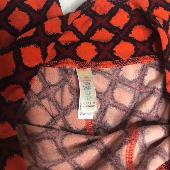 LuLaroe Bundle 2 Pairs Orange Patterned OS Legging - Picture 7 of 9